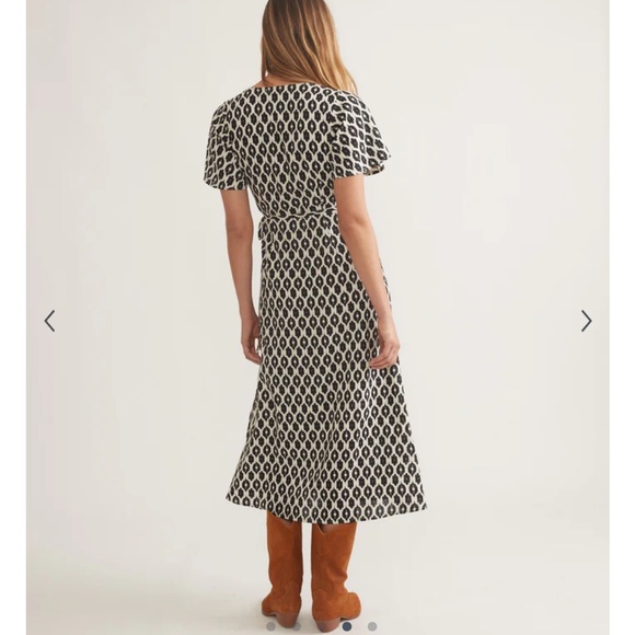 NEW Marine Layer Emlyn Wrap Midi Dress M Medium in black and white - Picture 2 of 11